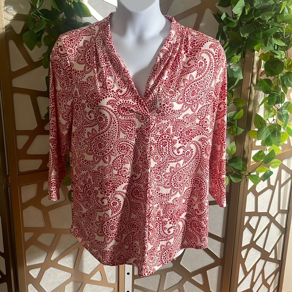 Charter Club, Red and Cream Paisley Blouse